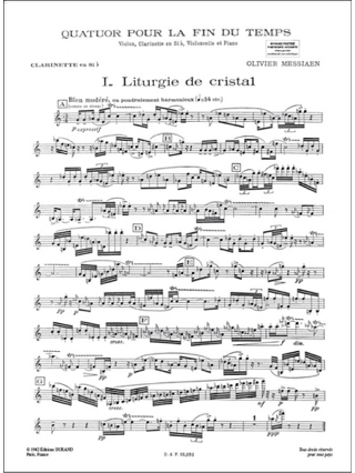 Quatuor pour la fin du Temps - Parties - MESSIAEN - Partition